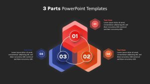 Parts PowerPoint Template 3 parts black