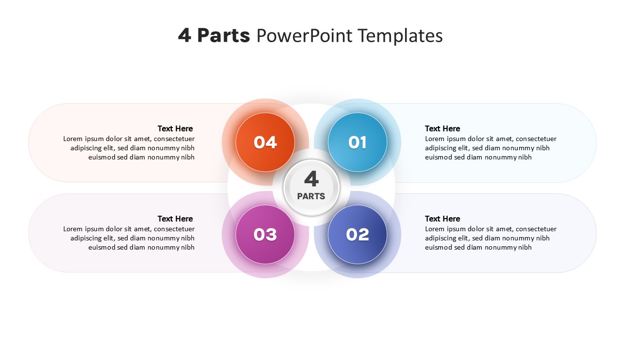 Parts PowerPoint Template 4 parts white