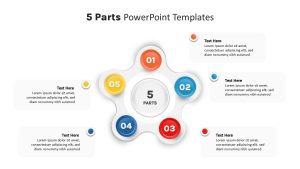 Parts PowerPoint Template 5 parts white