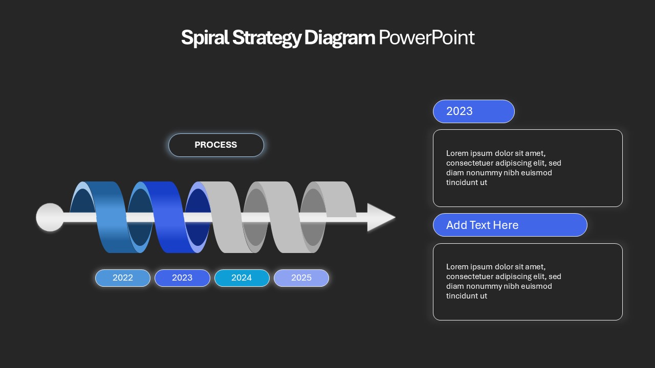 Spiral Strategy Diagram Presentation Slide Dark