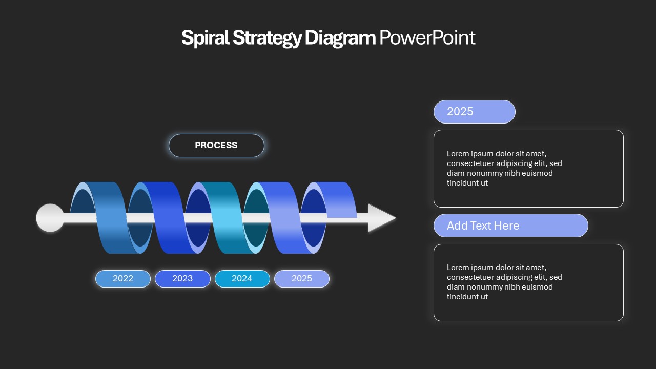 Spiral Strategy Diagram Presentation Template Dark