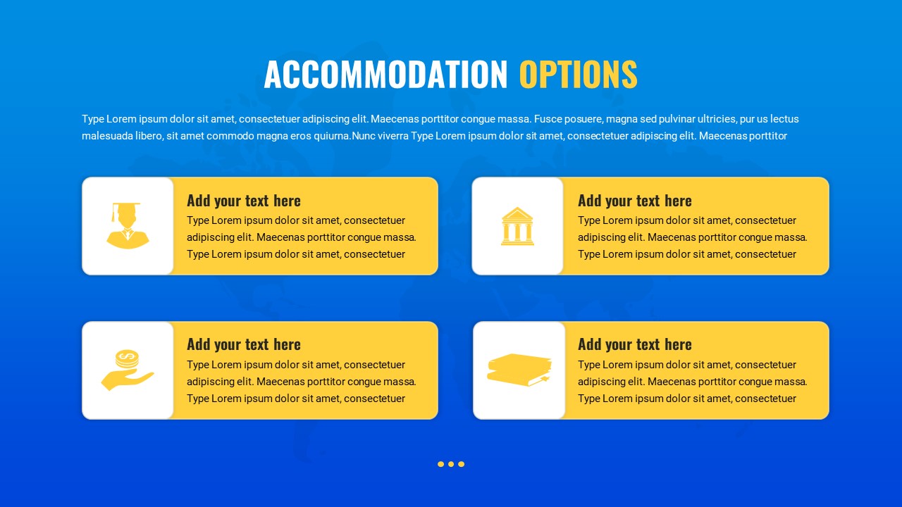 Study Abroad PowerPoint Presentation Template Accommodation Options Slide