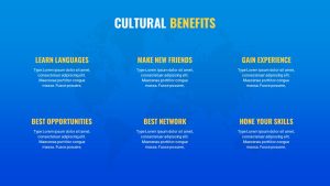 Study Abroad PowerPoint Presentation Template Cultural Benefits Slide