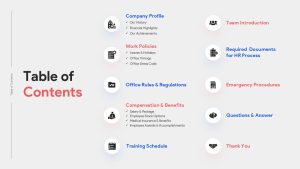 Table of Contents Company Induction