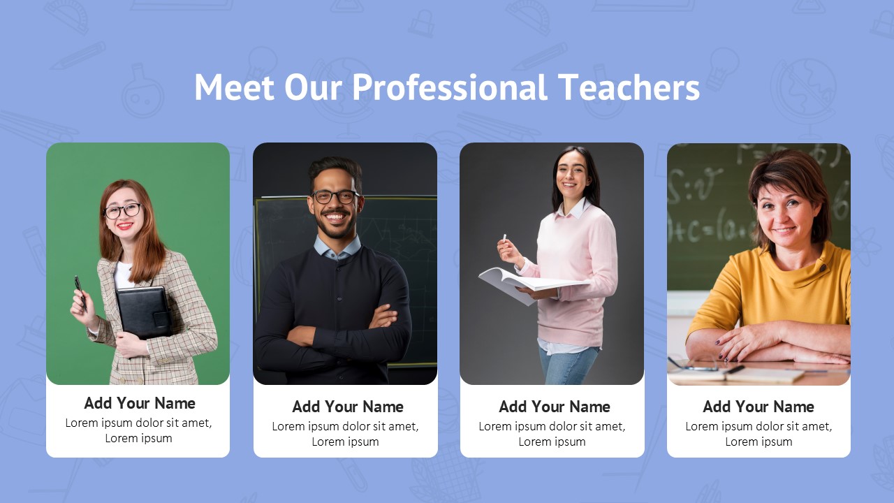 Teacher Education PowerPoint Template Deck meet teachers slide