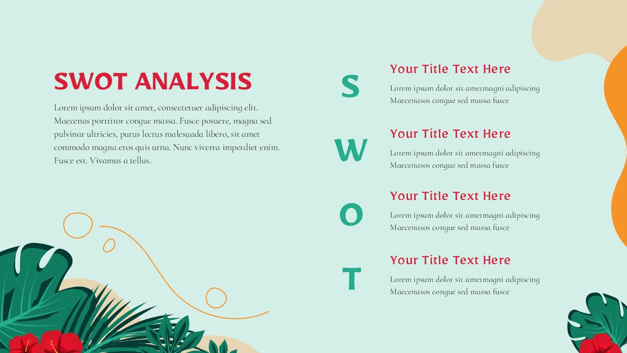 Tropical PowerPoint Presentation Template SWOT Slide