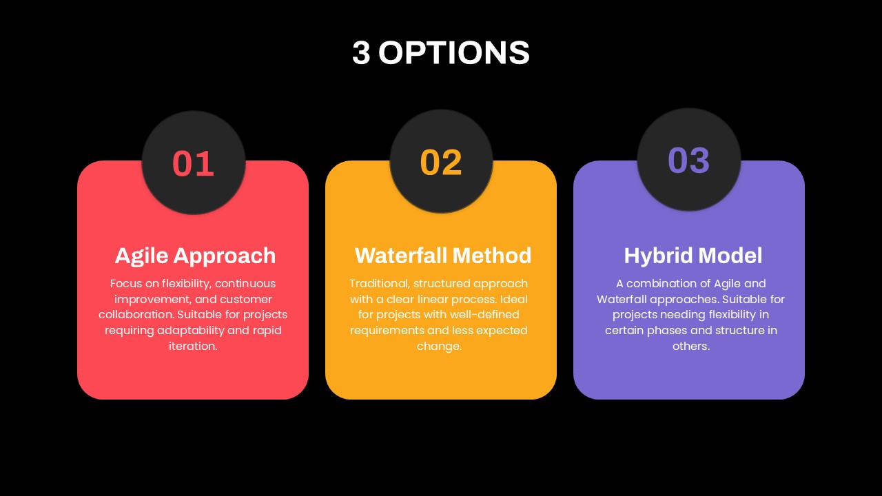 3 Options PowerPoint Template Dark