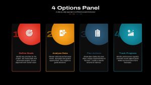 4 Options Panel PowerPoint Template column dark