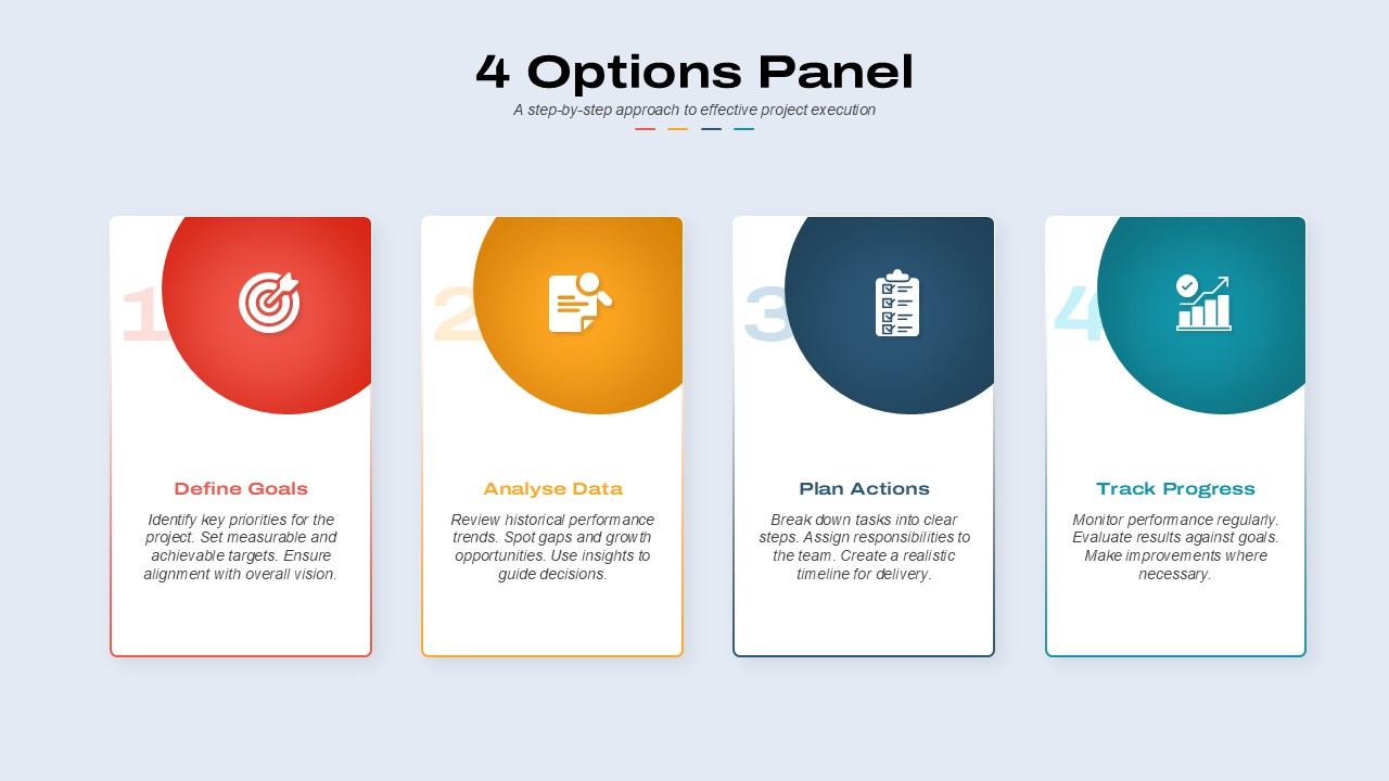 4 Options Panel PowerPoint Template column