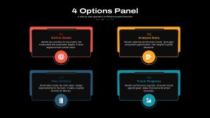 4 Options Panel PowerPoint Template sections dark