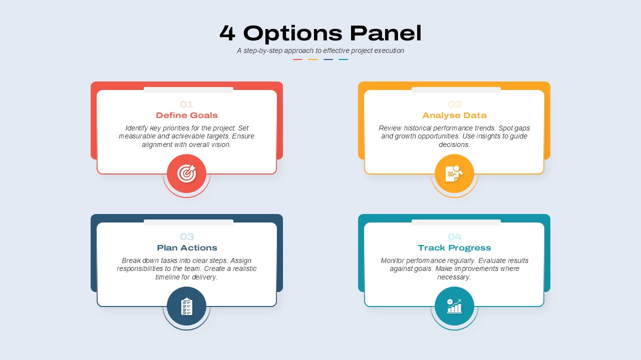 4 Options Panel PowerPoint Template sections