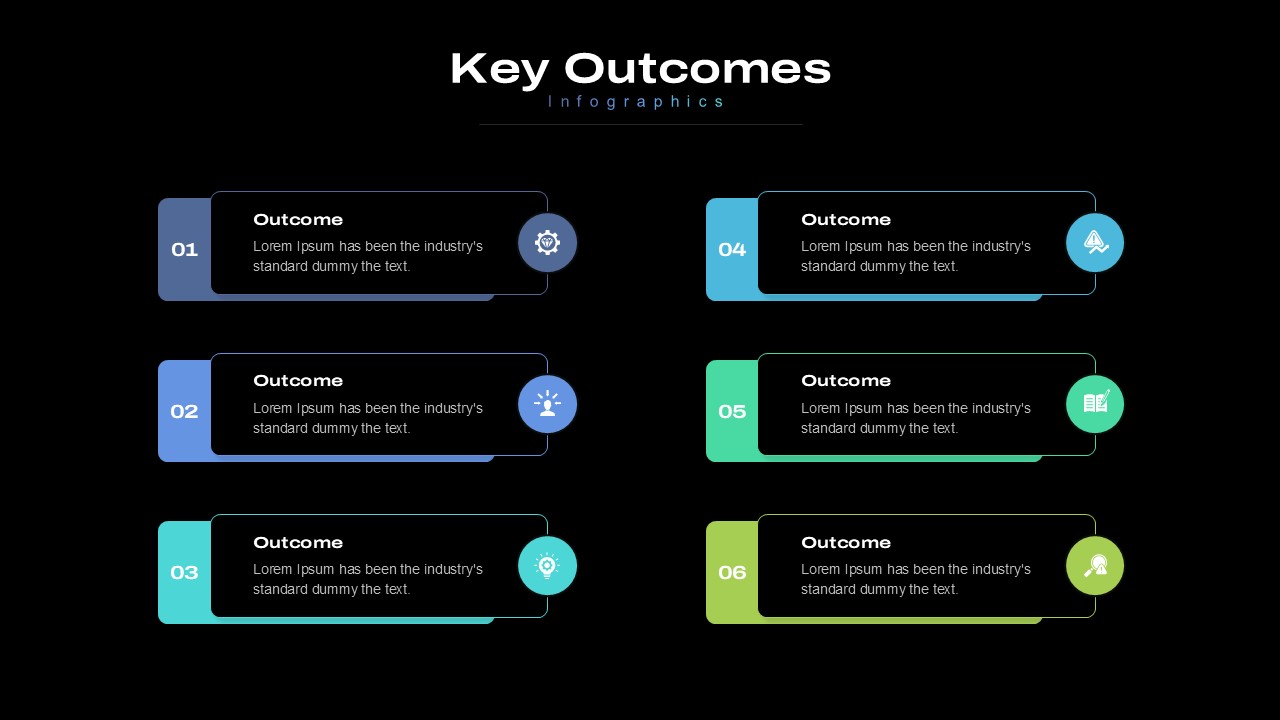 6 Point Key Outcomes PowerPoint Template