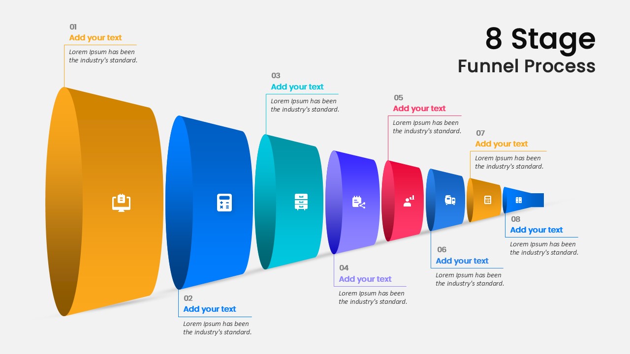 8 Stage Funnel Process PowerPoint Templates