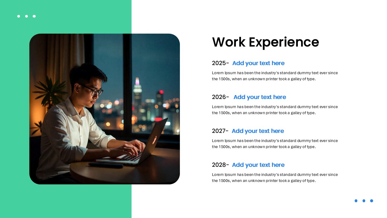 Animated About Me PowerPoint Template work experience