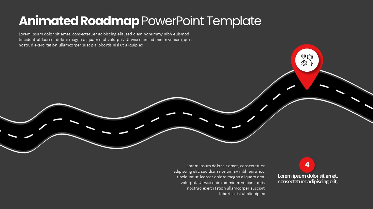 Animated Roadmap PPT Presentation Template Pin Point Dark