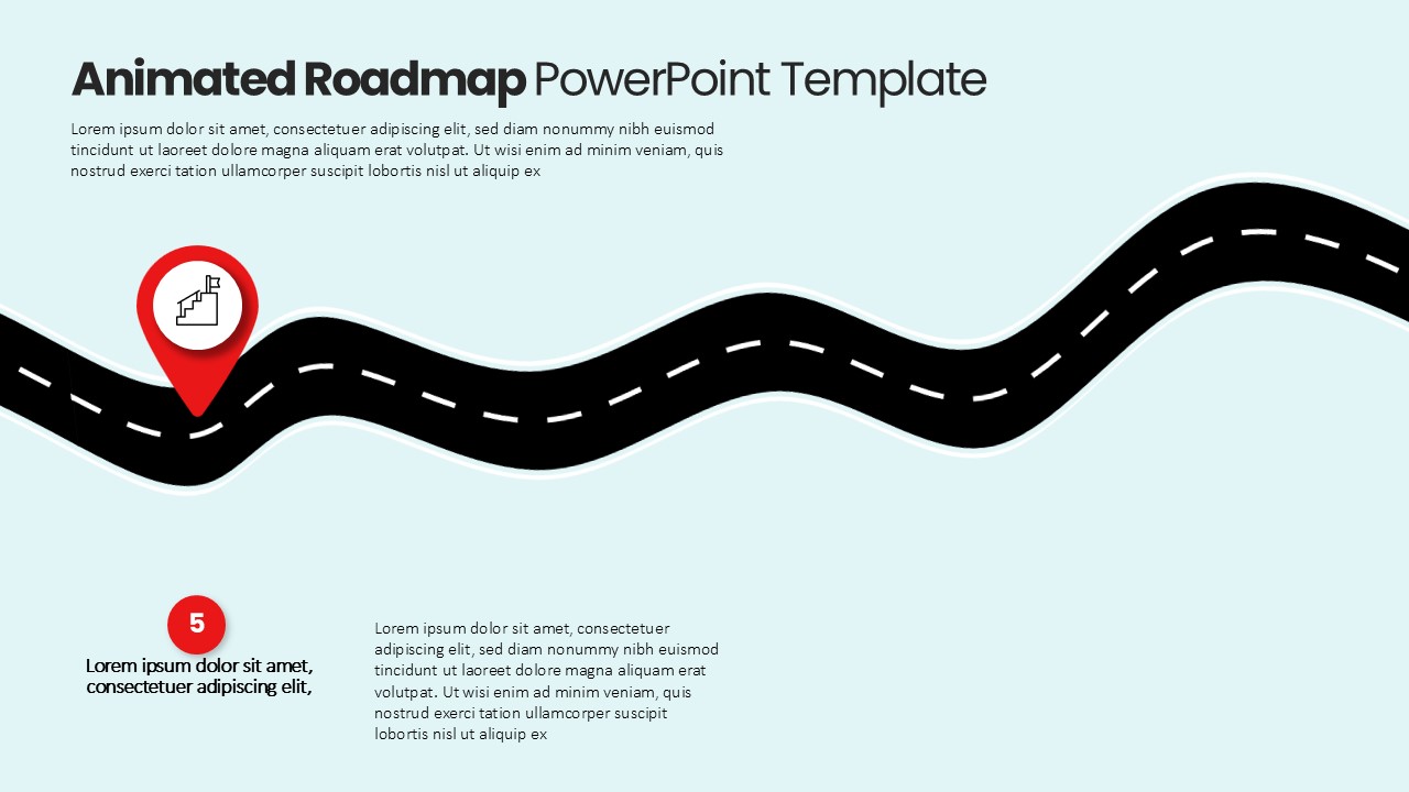 Animated Roadmap PPT Slide Pin Point
