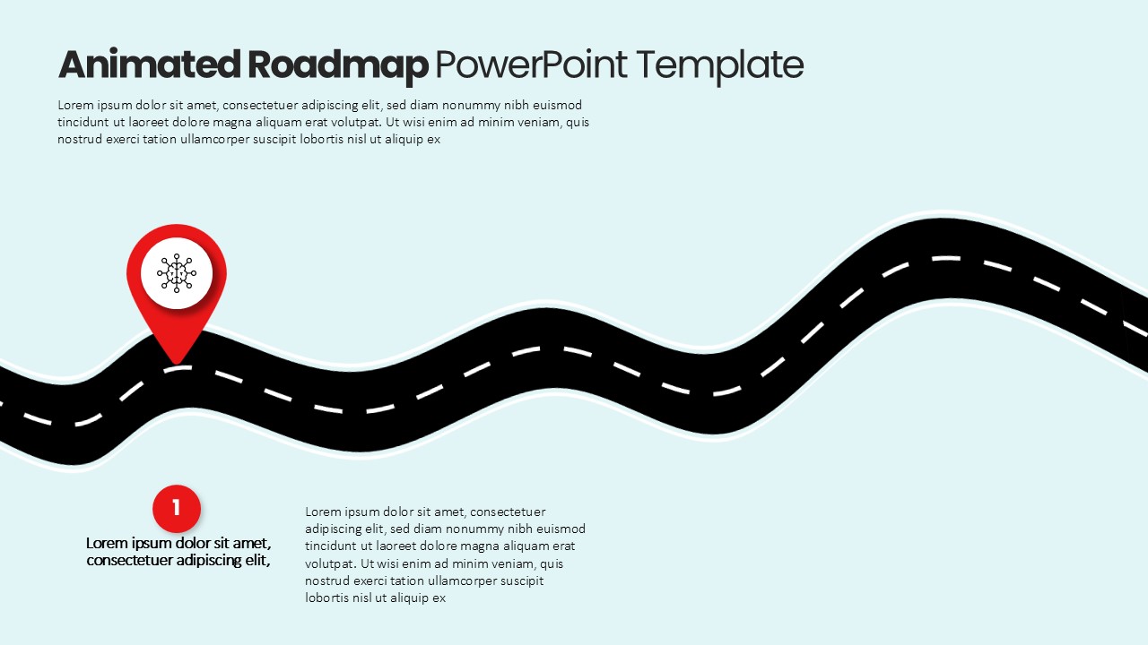 Animated Roadmap Pin Point PowerPoint Template