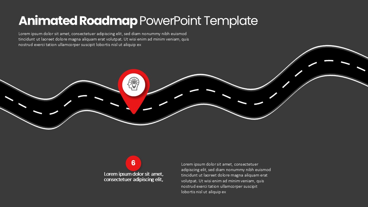 Animated Roadmap PowerPoint Pin Point Slide Dark