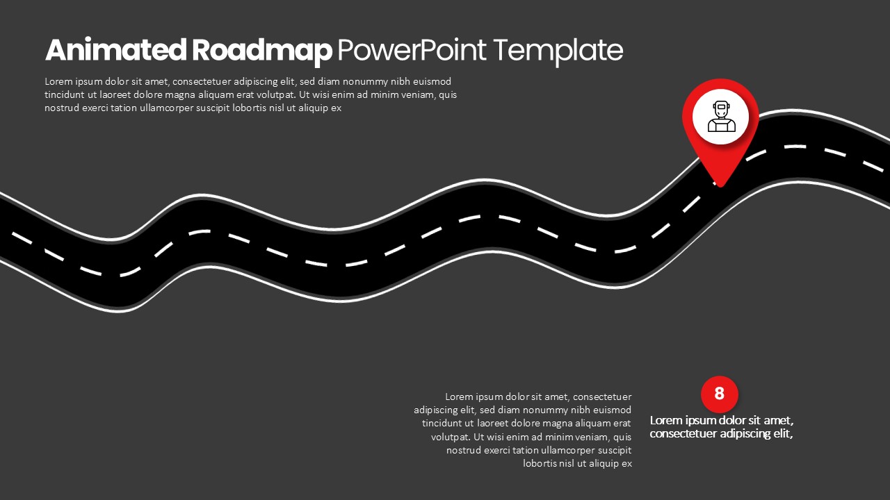 Animated Roadmap Slide Pin Point Mark Dark