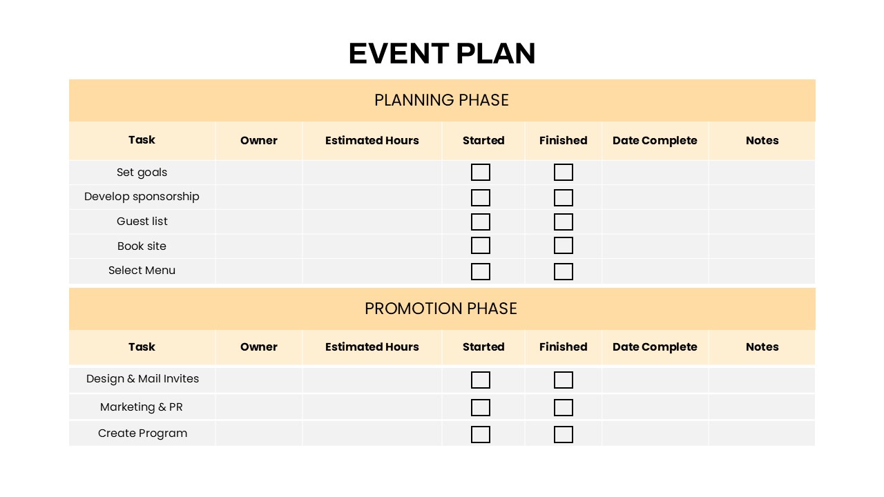 Event Plan Project Planning Presentation Slide