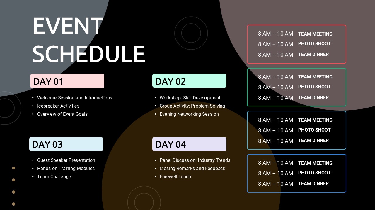 Event Planning PPT Presentation Slide Dark