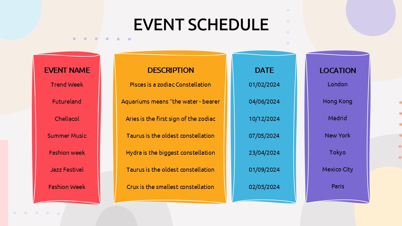 Event Schedule PowerPoint Template