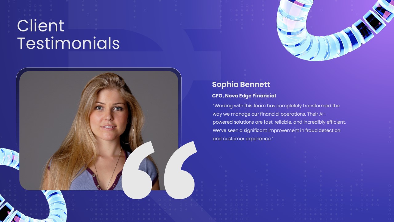 Finance AI PowerPoint Template client testimonials