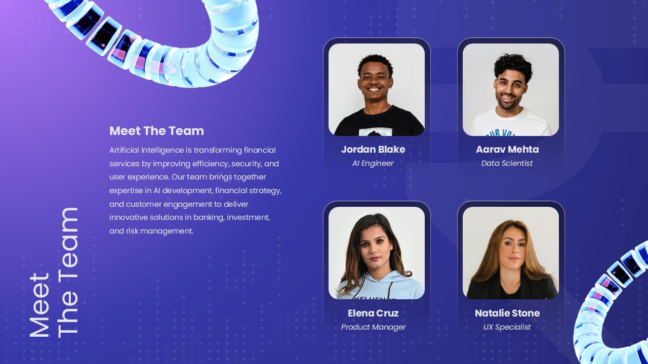 Finance AI PowerPoint Template meet the team