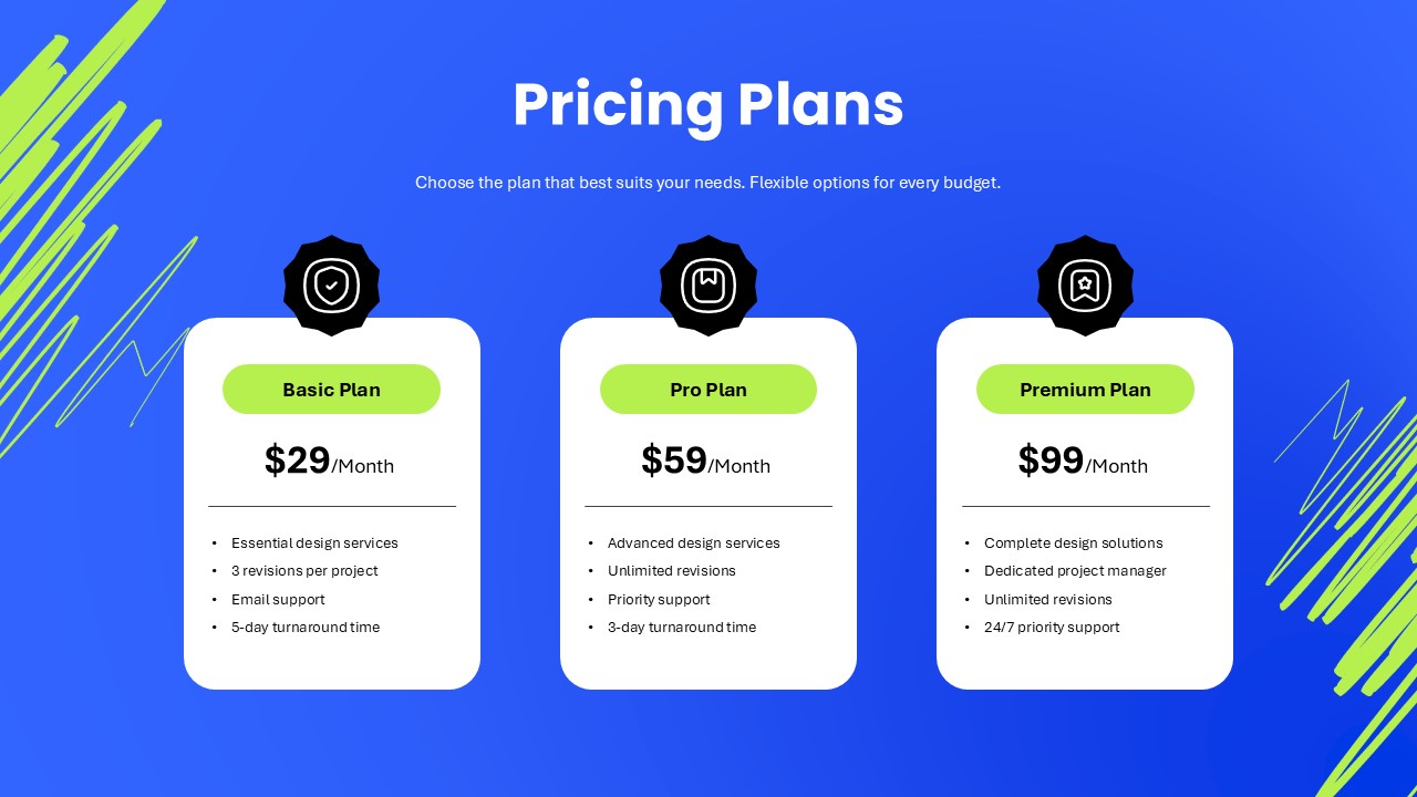 Freelancer PowerPoint Pricing Plans Slide