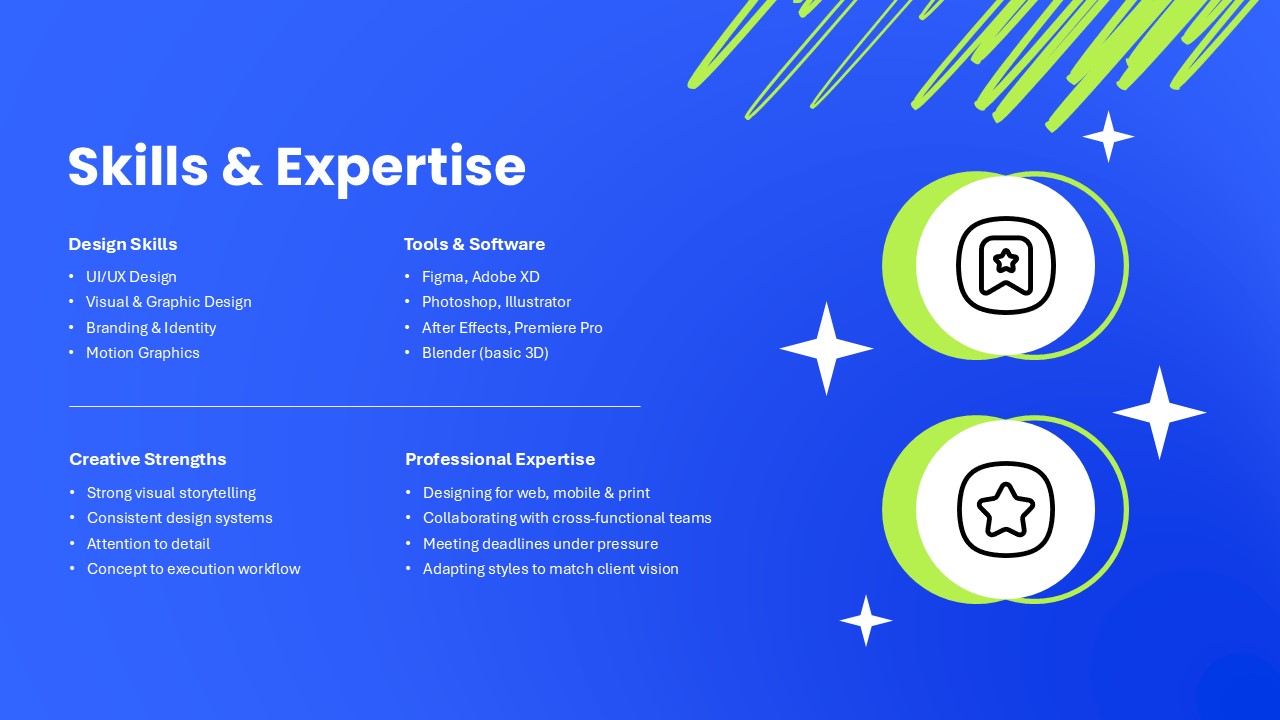 Freelancer PowerPoint Template Skills And Expertise Slide