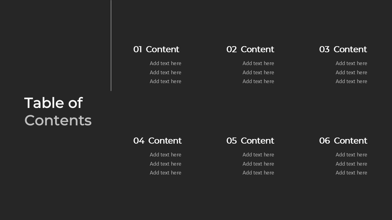 Gray PowerPoint Template table of contents
