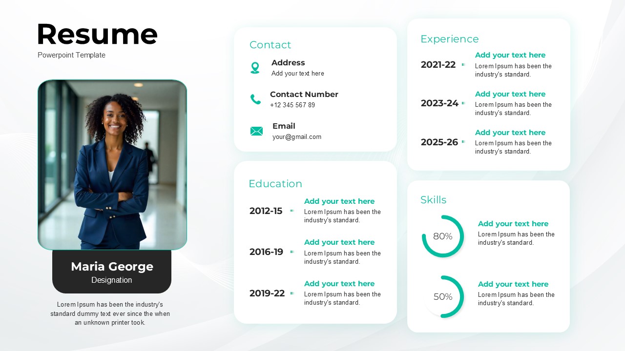 1 Page Resume PowerPoint Template