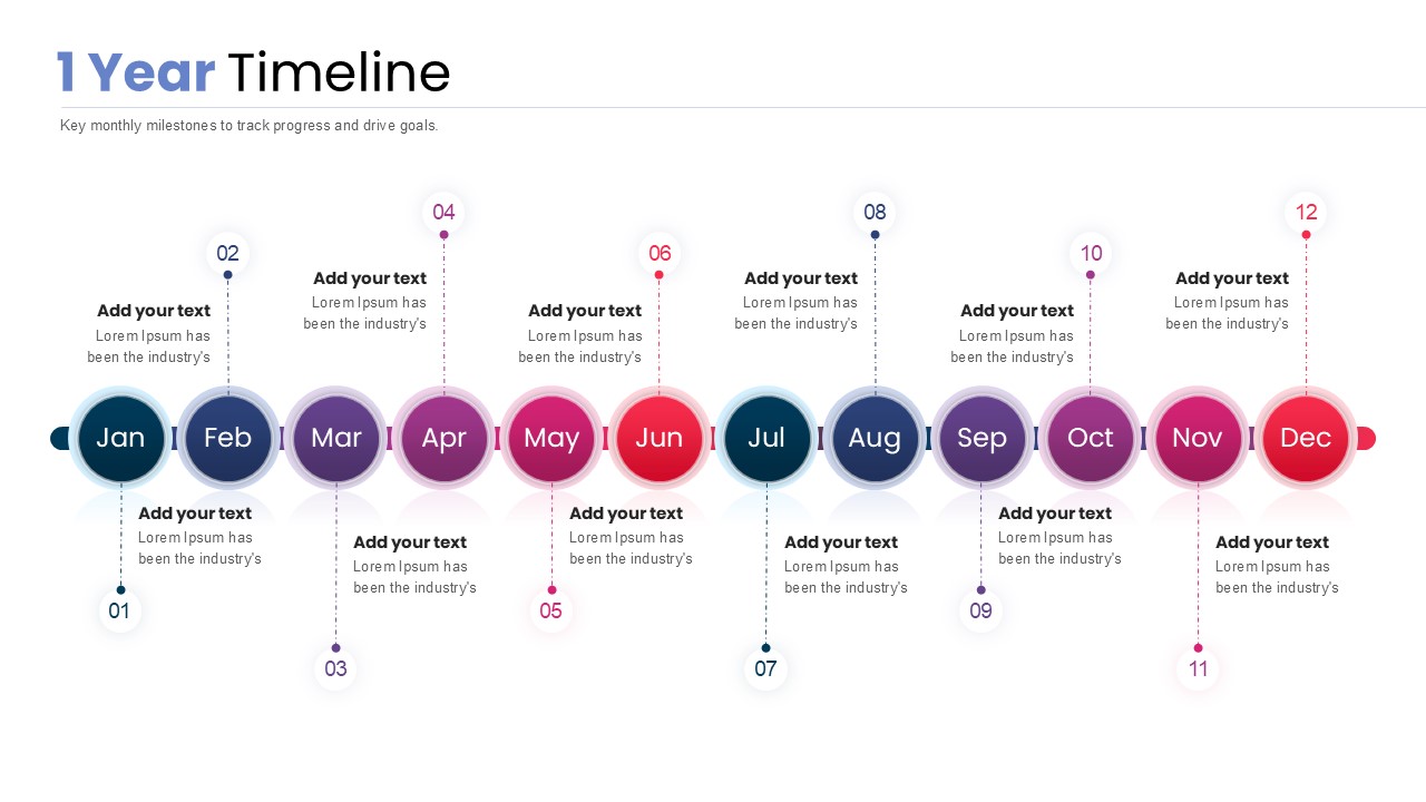 1 Year Horizontal Timeline PowerPoint Template