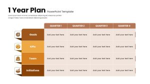 1 Year Plan Matrix Quarterly Strategy Presentation Slide