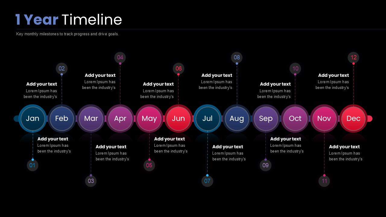 12 Month Horizontal Timeline Presentation Slide