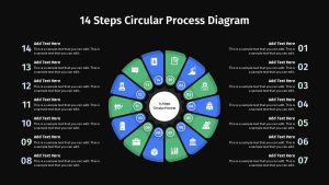 14 Steps Circular Process Diagram Presentation Slide