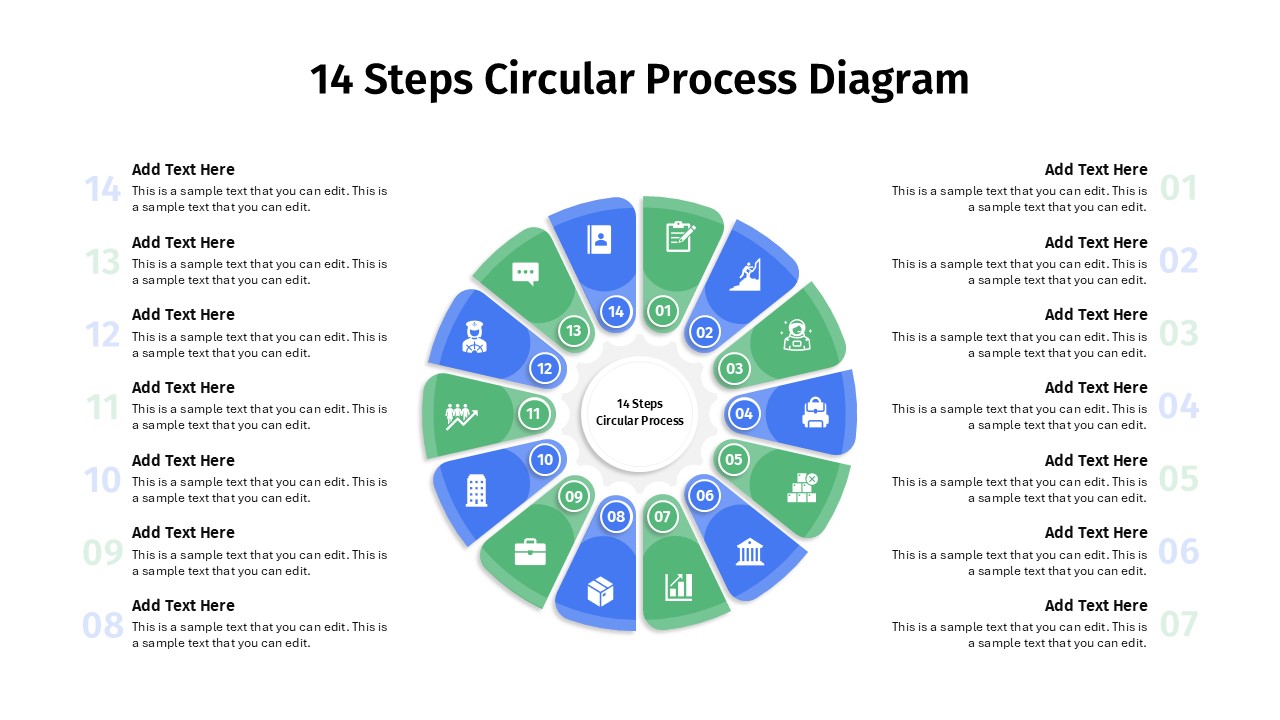 14 Steps Circular Process Diagram Template