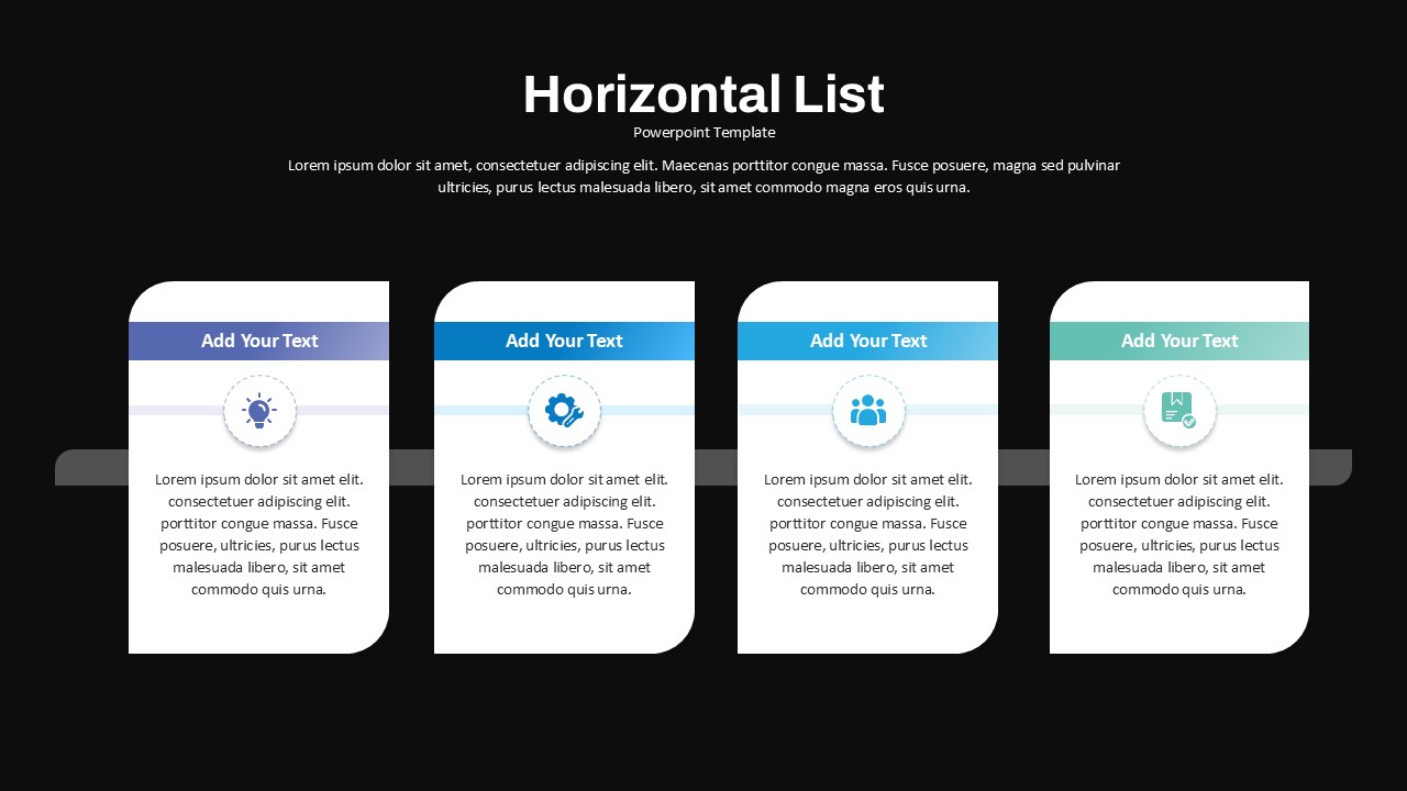 4 Column Horizontal List Presentation Template