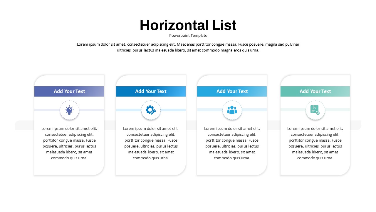 4 Section Horizontal List PowerPoint Template