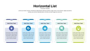 5 Section Horizontal List PowerPoint Slide