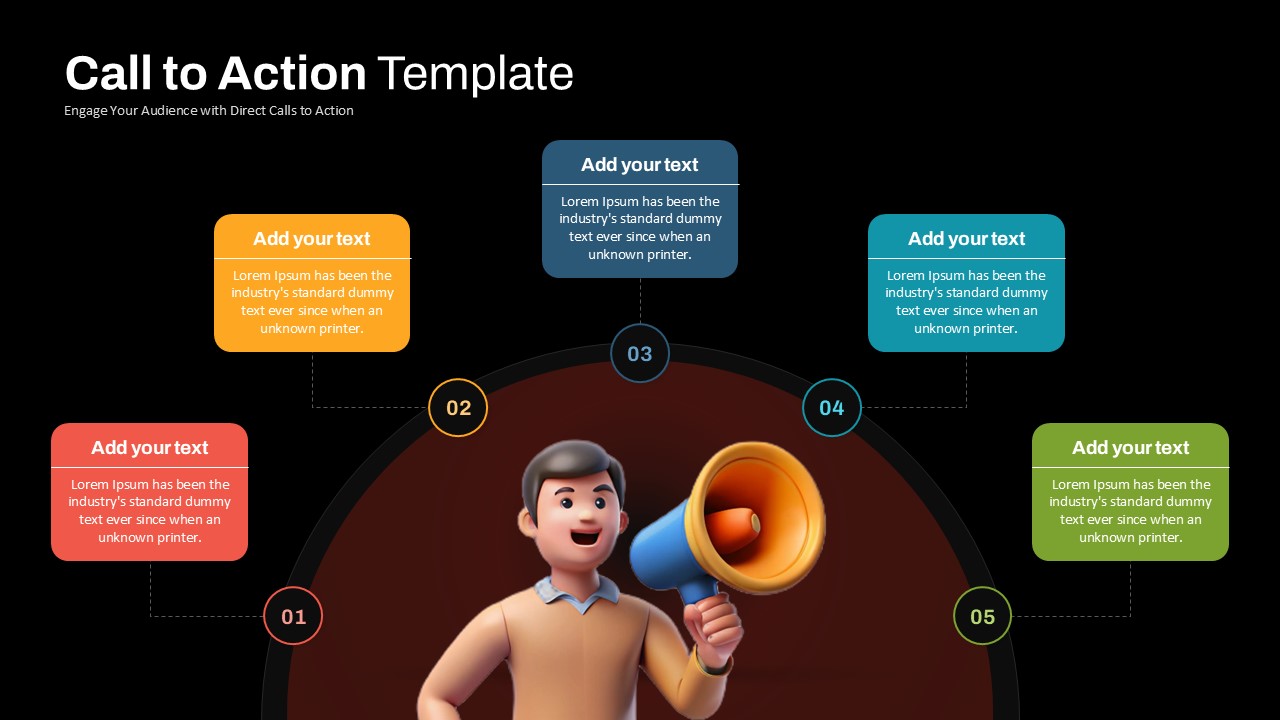 5 Segments Call to Action Sales Slide