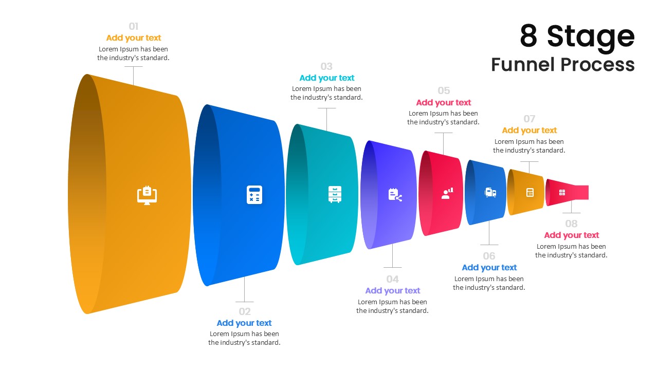 8 Stage Sales Funnel Process PowerPoint Template