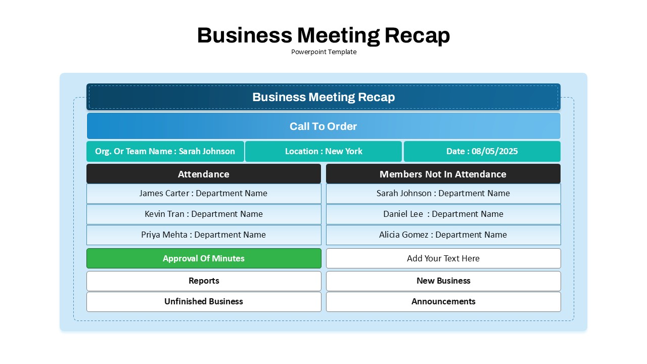 Business Meeting Recap PowerPoint Template