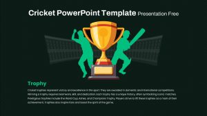 Dark theme slide with trophy illustration and background stadium graphic