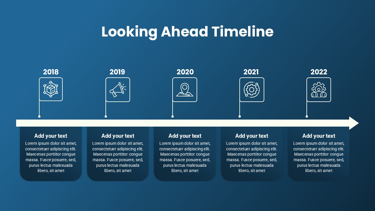 Looking Ahead Horizontal Arrow Timeline Presentation Slide