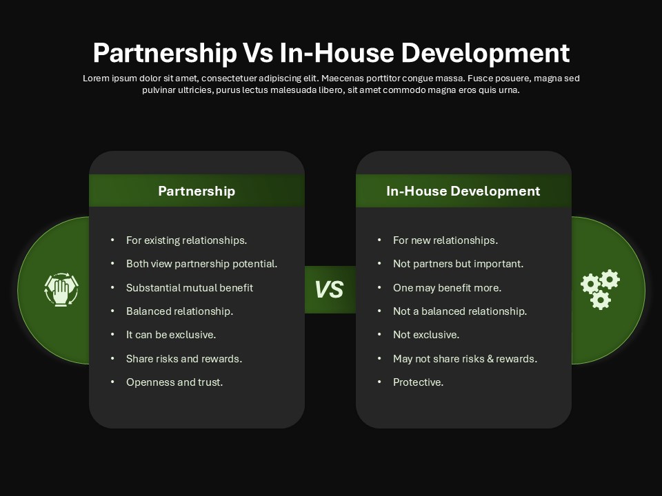 Partnership Vs In-House Development Comparison Presentation Template