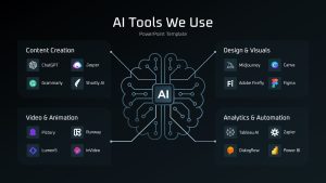 AI Tools We Use PowerPoint Template Dark and Google Slides