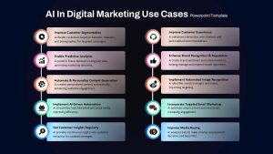 AI in Digital Marketing Use Cases PowerPoint Template Dark
