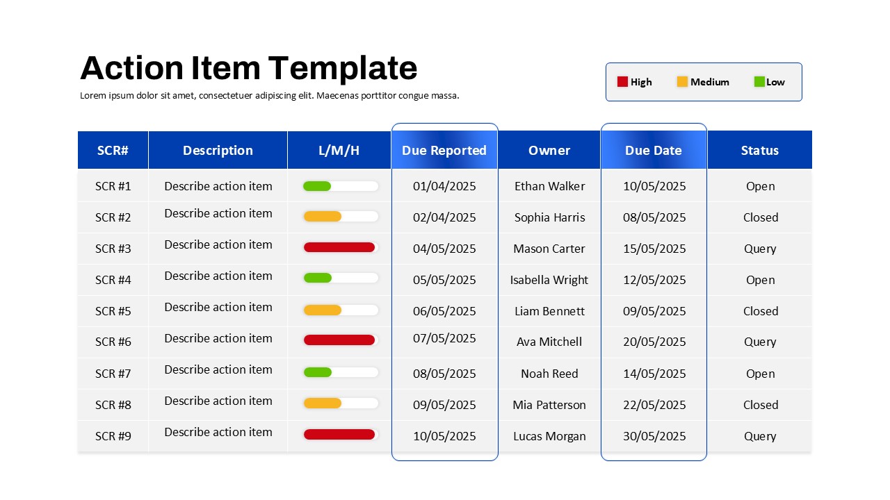 Action Items PowerPoint Template