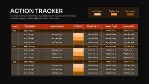 Action Tracker PowerPoint Template Dark